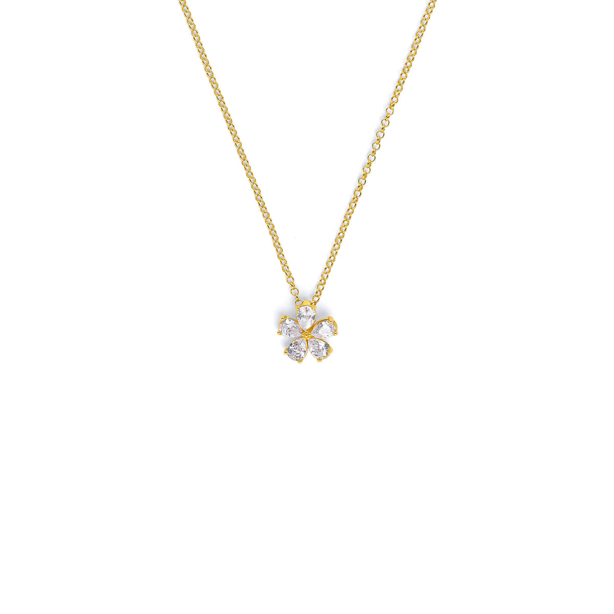 Kette mit Anhänger Marga von BERND WOLF aus 24-Karat-goldplattiertem Sterlingsilber mit Zirkonia, Designlinie Flowertimes.