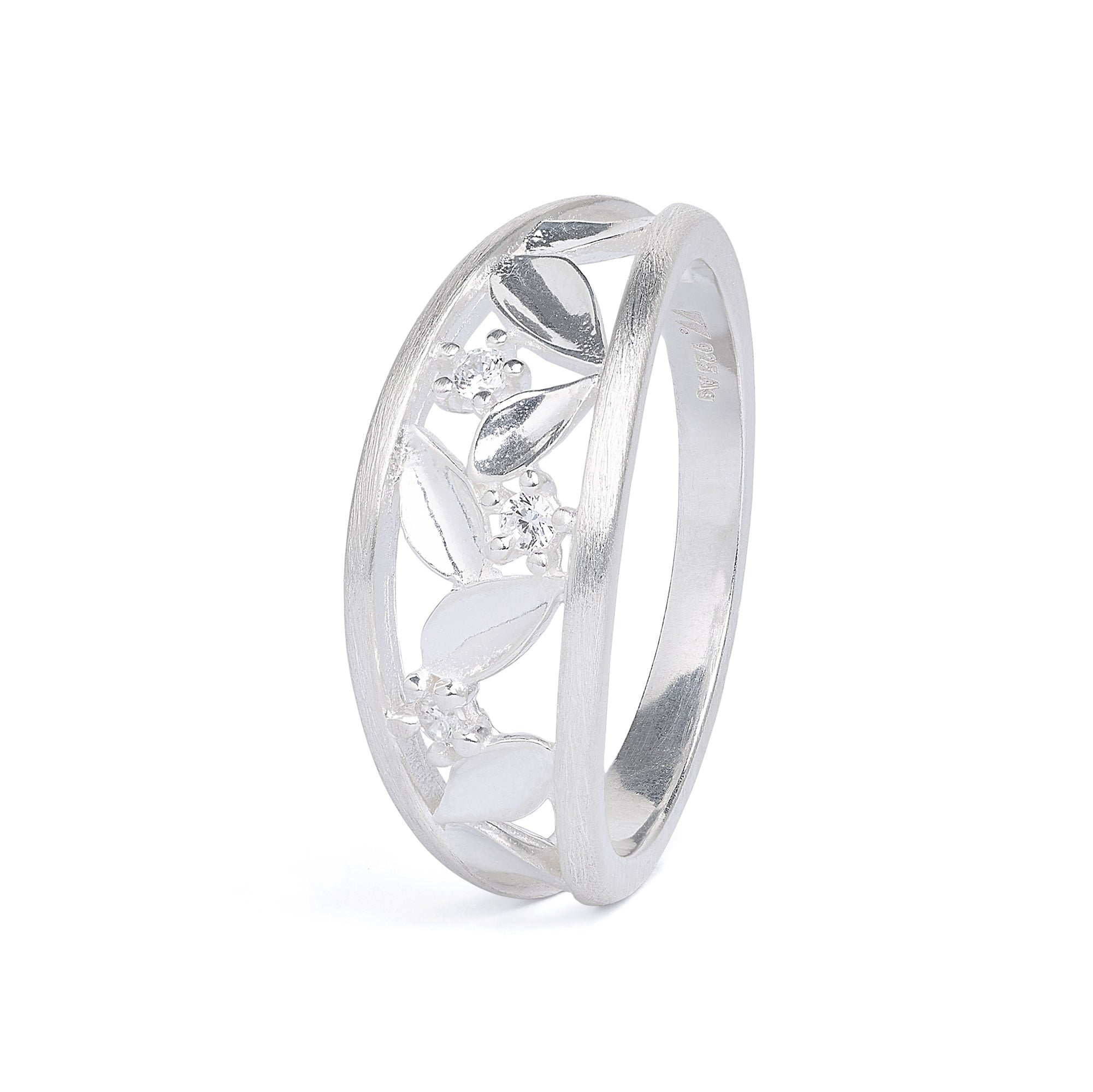 Ring Driluni von BERND WOLF aus 925er Sterlingsilber mit Zirkonia, Designlinie Leaves.