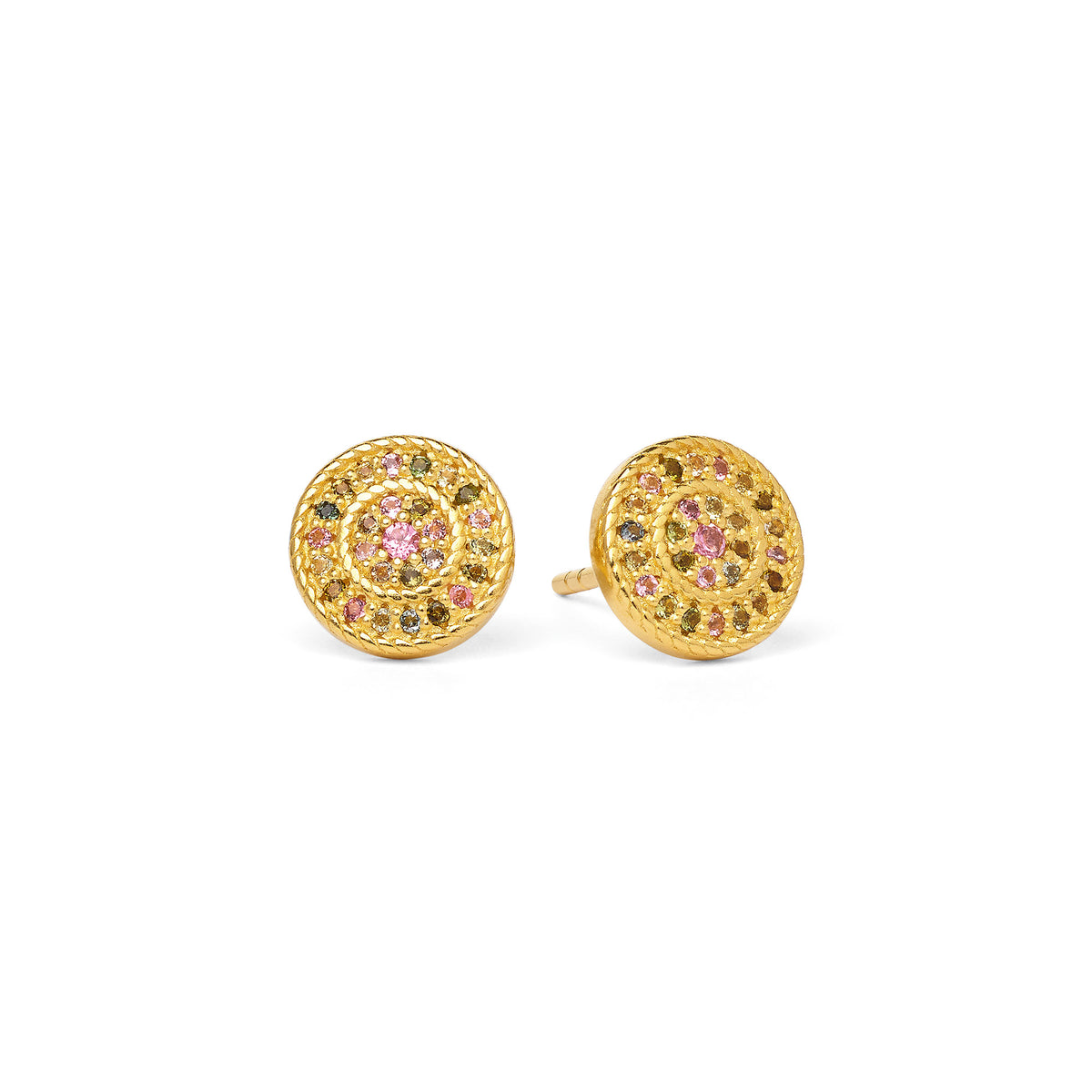 Ohrstecker Verina von BERND WOLF aus 24-Karat-goldplattiertem Sterlingsilber mit Turmalin, Designlinie Sparkling Pavé.