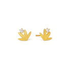 Ohrstecker Strelip von BERND WOLF aus 24-Karat-goldplattiertem Sterlingsilber mit Zirkonia, Designlinie Streliza.
