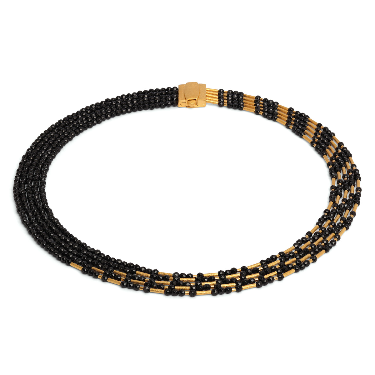 Collier Cliopetra von BERND WOLF aus 24-Karat-goldplattiertem Sterlingsilber mit Spinell, Designlinie Cleopatra.