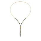 Y-Collier Yaneki von BERND WOLF aus 24-Karat-goldplattiertem Sterlingsilber mit Hämatin matt, Designlinie Cleopatra.