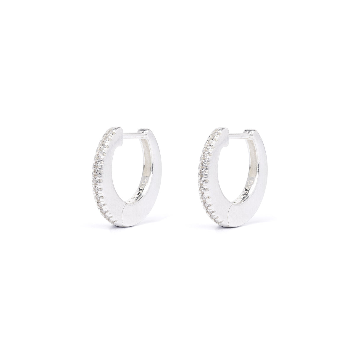 Creolen Medialunico von BERND WOLF aus 925er Sterlingsilber mit Zirkonia, Designlinie Sun&Moon.