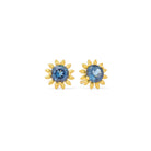 Ohrstecker Soleil von BERND WOLF aus 24-Karat-goldplattiertem Sterlingsilber mit Topas blau, Designlinie Soleil.