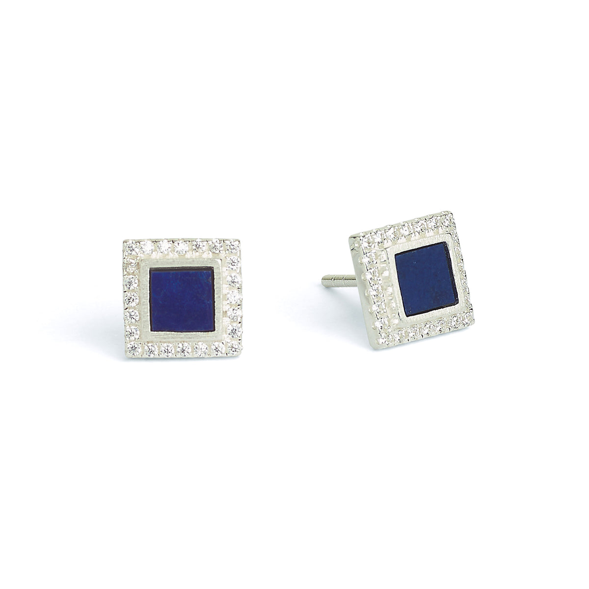 Ohrstecker Brillianis von BERND WOLF aus 925er Sterlingsilber mit Lapislazuli, Designlinie Brilliana.