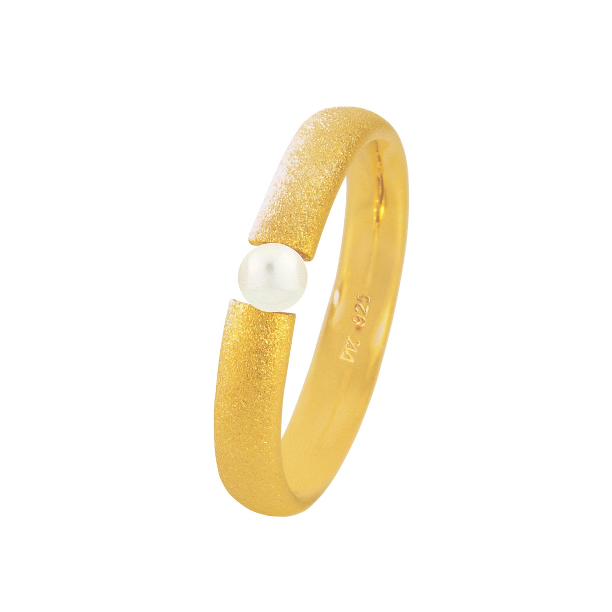 Ring Enas von BERND WOLF aus 24-Karat-goldplattiertem Sterlingsilber mit Süßwasserperle, Designlinie Basics.