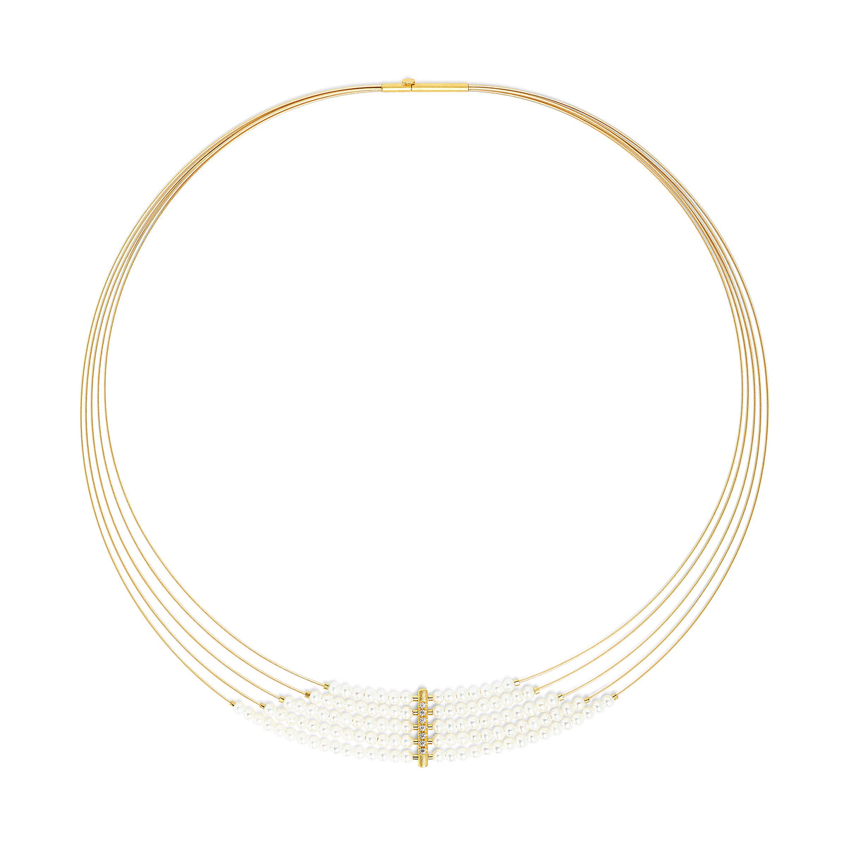 Collier Sentro von BERND WOLF aus 24-Karat-goldplattiertem Sterlingsilber mit Süßwasserperle, Designlinie Sentro.