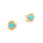 Ohrstecker Disca von BERND WOLF aus 24-Karat-goldplattiertem Sterlingsilber mit Türkis blau, Designlinie Basics.