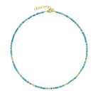 Halskette Cuseva von BERND WOLF aus 24-Karat-goldplattiertem Sterlingsilber mit Türkis blau, Designlinie Cubes.