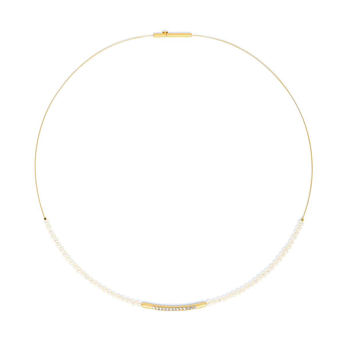 Collier Senbo von BERND WOLF aus 24-Karat-goldplattiertem Sterlingsilber mit Süßwasserperle, Designlinie Sentro.