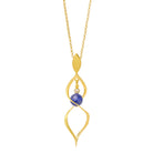 Kette mit Anhänger Spiroletta von BERND WOLF aus 24-Karat-goldplattiertem Sterlingsilber mit Lapislazuli, Designlinie Navette.
