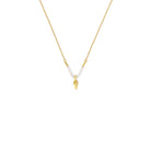 Kette mit Anhänger Libertinias von BERND WOLF aus 24-Karat-goldplattiertem Sterlingsilber mit Süßwasserperle, Designlinie Feather.