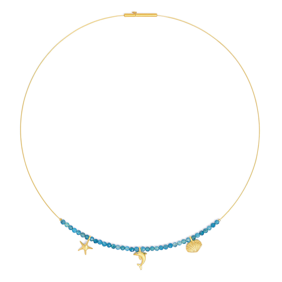 Collier Marita von BERND WOLF aus 24-Karat-goldplattiertem Sterlingsilber mit Apatit, Designlinie Maritim.