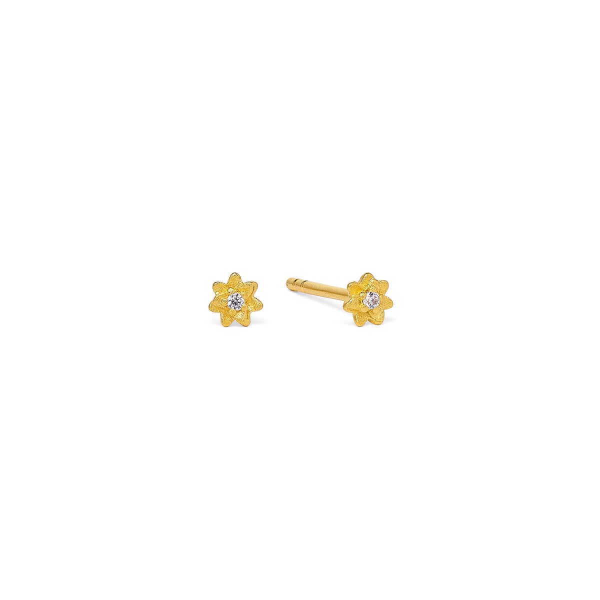 Ohrstecker Hortimini von BERND WOLF aus 24-Karat-goldplattiertem Sterlingsilber mit Zirkonia, Designlinie Hortensia.