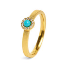 Ring Tissy von BERND WOLF aus 24-Karat-goldplattiertem Sterlingsilber mit Türkis blau, Designlinie Sparkling Pavé.