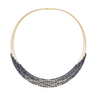 Collier Cusama von BERND WOLF aus 24-Karat-goldplattiertem Sterlingsilber mit Spinell, Designlinie Cubes.