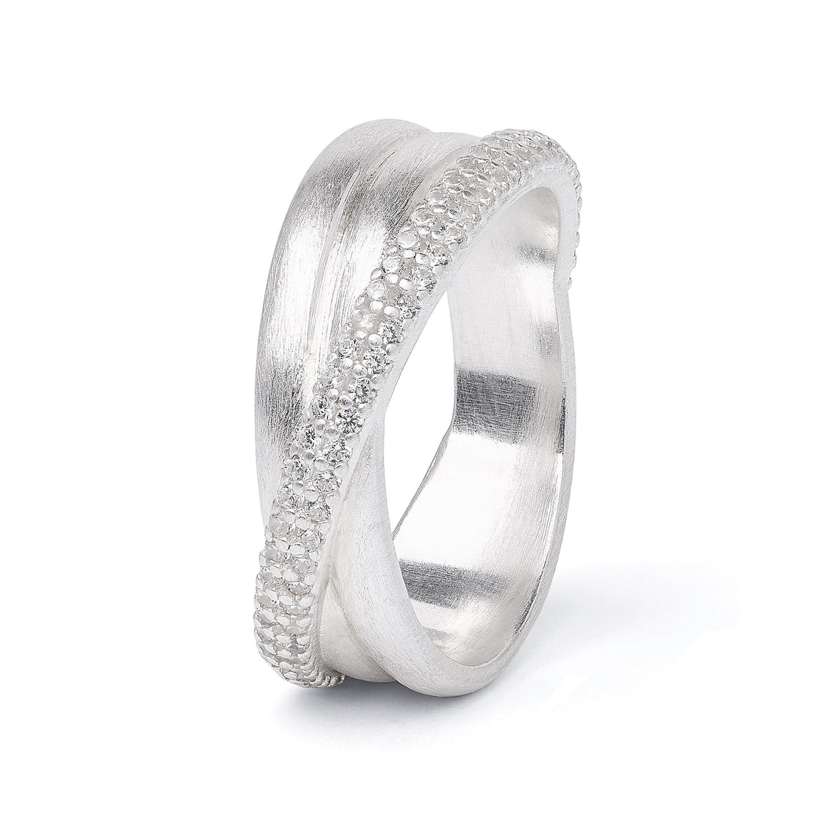 Ring Crescencia von BERND WOLF aus 925er Sterlingsilber mit Zirkonia, Designlinie Orbit.