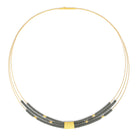 Halskette Rabelan von BERND WOLF aus 24-Karat-goldplattiertem Sterlingsilber mit Hämatin matt, Designlinie Specials.