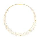 Collier Planety von BERND WOLF aus 24-Karat-goldplattiertem Sterlingsilber mit Süßwasserperle, Designlinie Orbit.