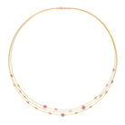 Collier Cubetinos von BERND WOLF aus 24-Karat-goldplattiertem Sterlingsilber mit Turmalin pink, Designlinie Cubes.