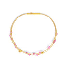 Armreif Kleefacena von BERND WOLF aus 24-Karat-goldplattiertem Sterlingsilber mit Turmalin pink, Designlinie Glücksbringer.