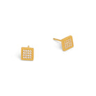 Ohrstecker Cuna von BERND WOLF aus 24-Karat-goldplattiertem Sterlingsilber mit Zirkonia, Designlinie Pavé Zirkonia.