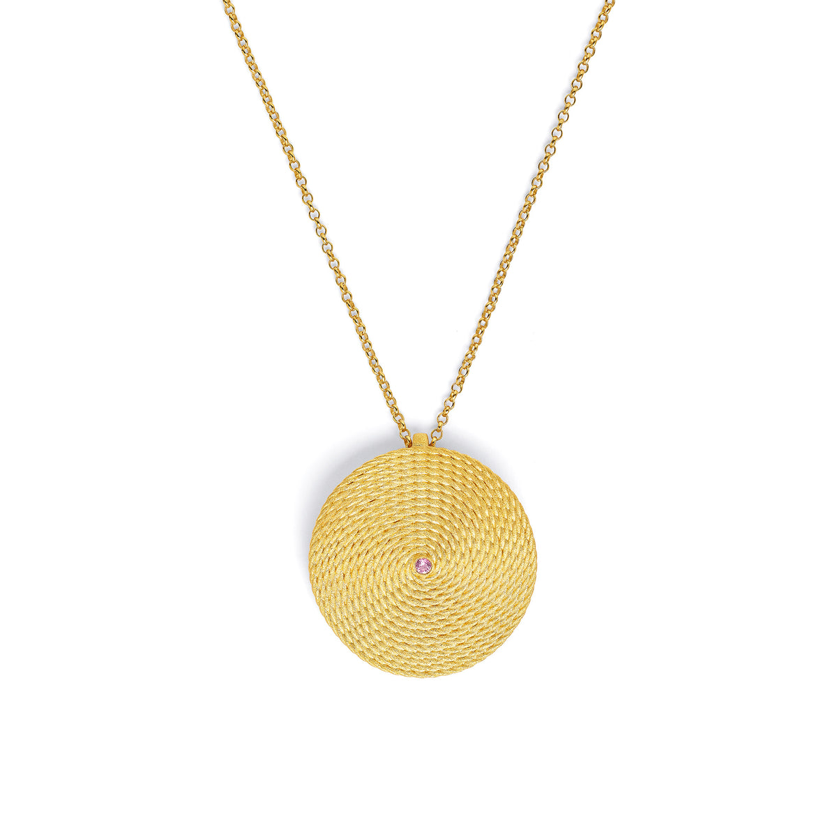 Kette mit Anhänger Liano von BERND WOLF aus 24-Karat-goldplattiertem Sterlingsilber mit Turmalin pink, Designlinie Liana.