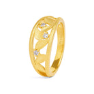Ring Driluni von BERND WOLF aus 24-Karat-goldplattiertem Sterlingsilber mit Zirkonia, Designlinie Leaves.