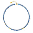 Halskette Fanias von BERND WOLF aus 24-Karat-goldplattiertem Sterlingsilber mit Kyanit, Designlinie Facette.