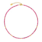 Halskette Lampana von BERND WOLF aus 24-Karat-goldplattiertem Sterlingsilber mit Turmalin pink, Designlinie Lampa.