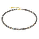 Halskette Platino von BERND WOLF aus 24-Karat-goldplattiertem Sterlingsilber mit Labradorit, Designlinie Cubes.