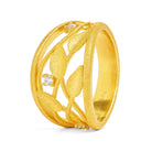 Ring Driluna von BERND WOLF aus 24-Karat-goldplattiertem Sterlingsilber mit Zirkonia, Designlinie Leaves.