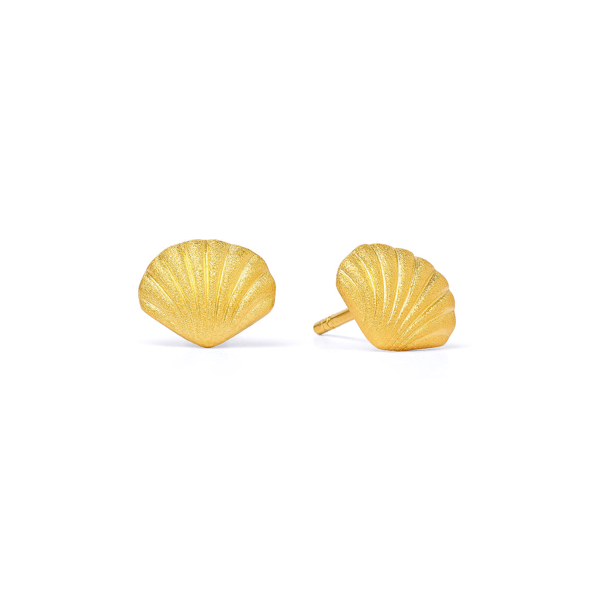 Ohrstecker Muschel von BERND WOLF aus 24-Karat-goldplattiertem Sterlingsilber, Designlinie Maritim.