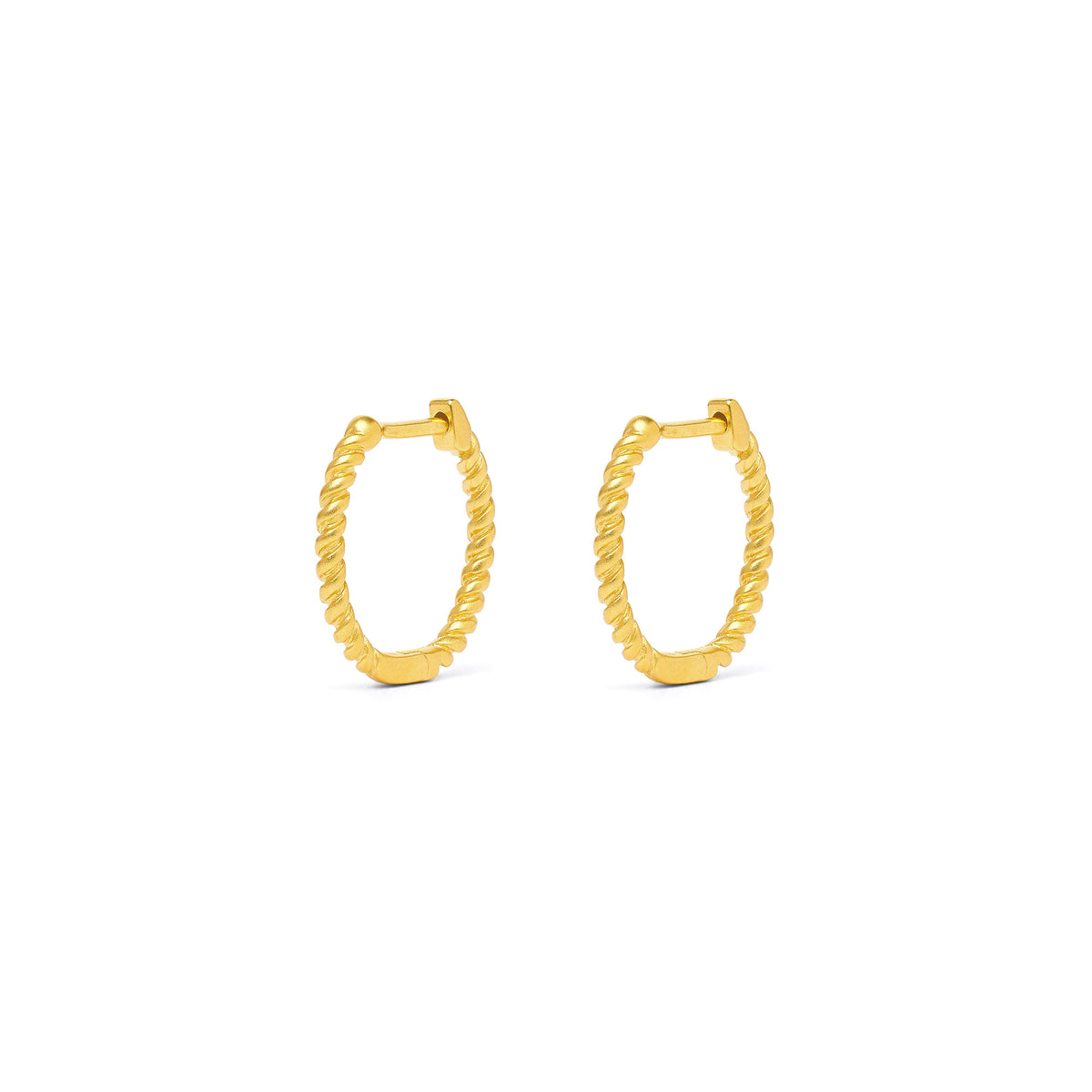 Creolen Florizza von BERND WOLF aus 24-Karat-goldplattiertem Sterlingsilber, Designlinie Twisted.