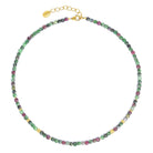 Halskette Fabella von BERND WOLF aus 24-Karat-goldplattiertem Sterlingsilber mit Rubin-Zoisit, Designlinie Cubes.