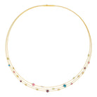 Collier Cubicolio von BERND WOLF aus 24-Karat-goldplattiertem Sterlingsilber mit Multicolor, Designlinie Cubes.