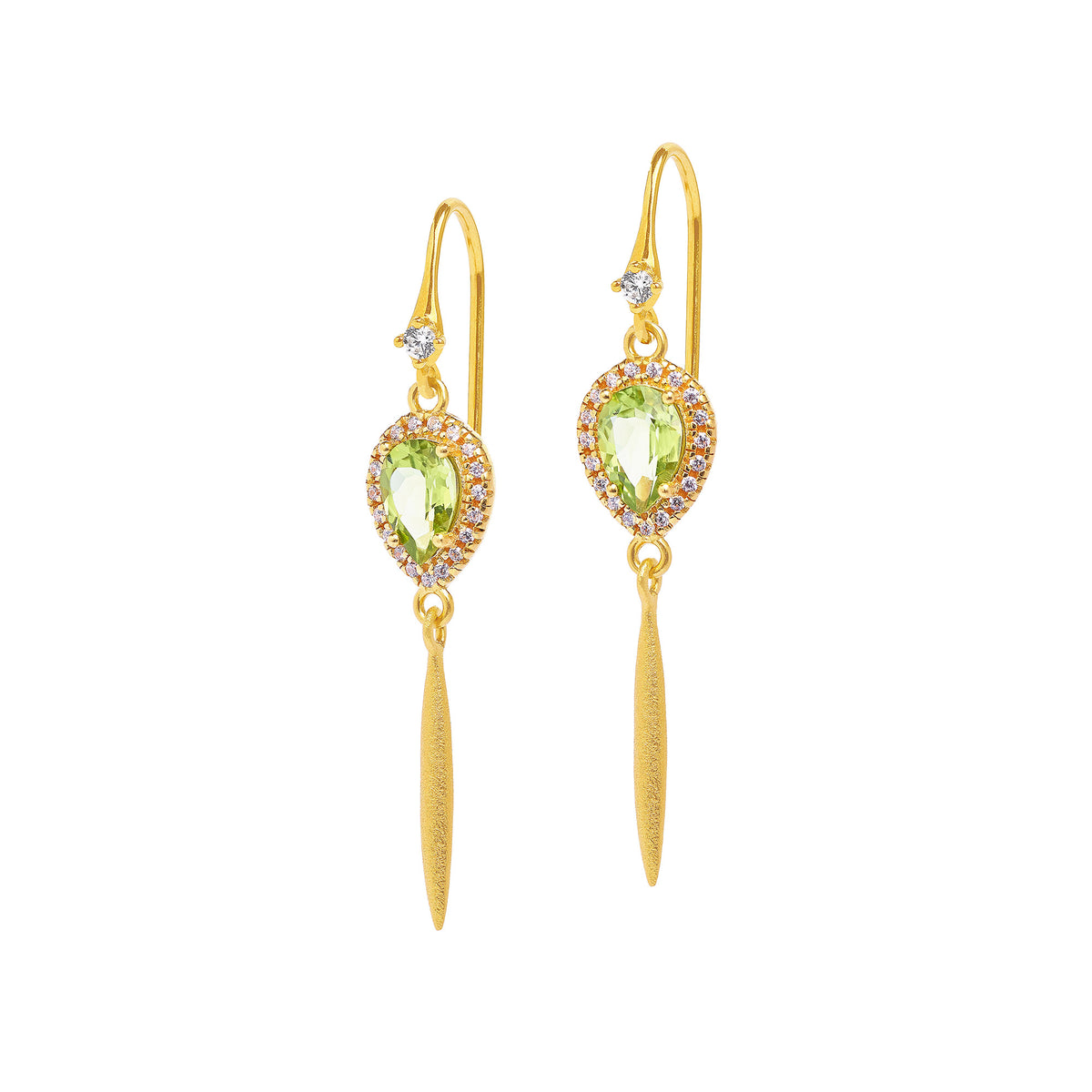 Ohrhänger Yantina von BERND WOLF aus 24-Karat-goldplattiertem Sterlingsilber mit Peridot, Designlinie Aqua.