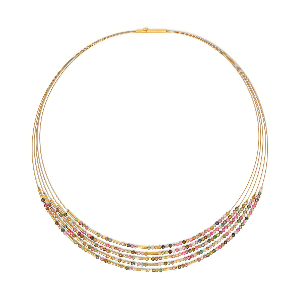 Collier Cliamo von BERND WOLF aus 24-Karat-goldplattiertem Sterlingsilber mit Turmalin, Designlinie Cleopatra.