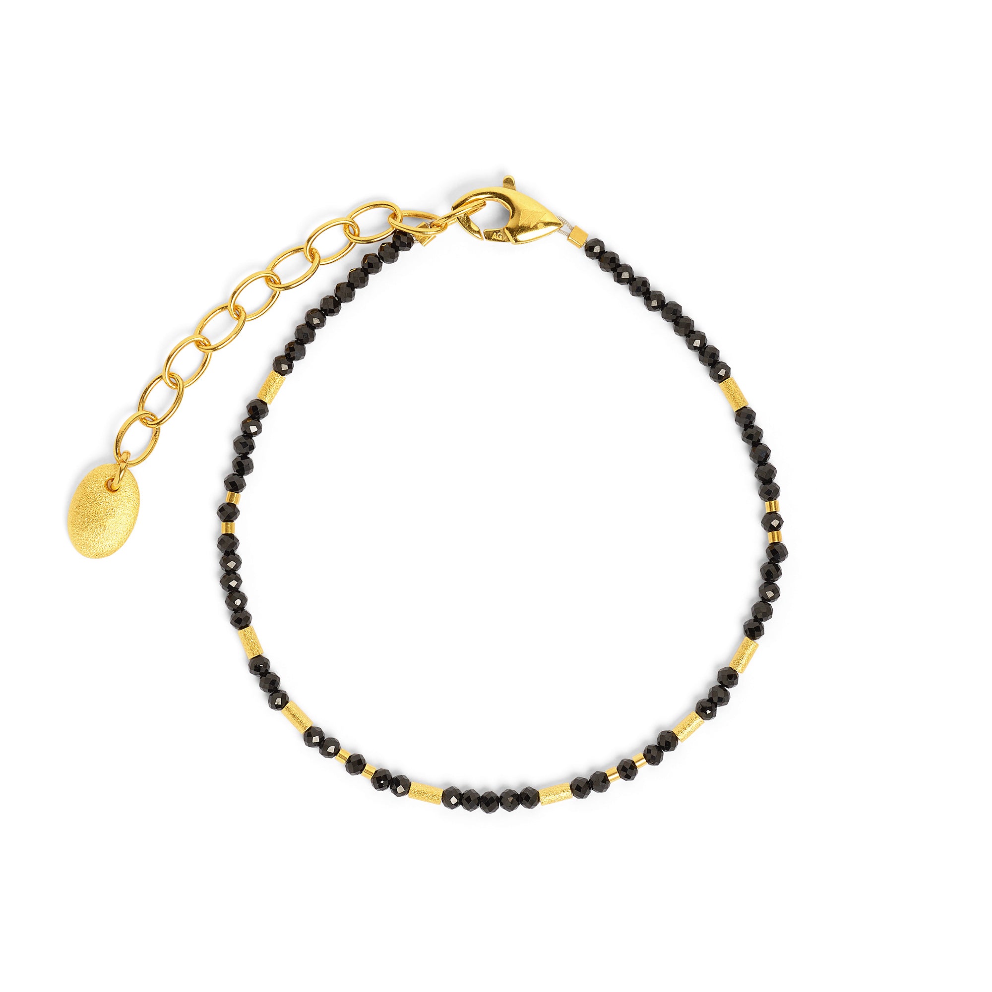 Armkette Tabaci von BERND WOLF aus 24-Karat-goldplattiertem Sterlingsilber mit Spinell, Designlinie Cleopatra.