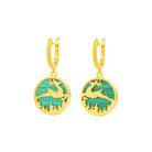 Ohrhänger Hirsch von BERND WOLF aus 24-Karat-goldplattiertem Sterlingsilber mit Malachit, Designlinie Bergwelt.