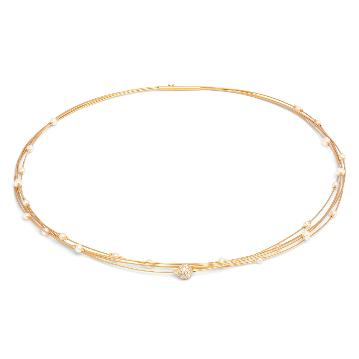 Collier Apasiona von BERND WOLF aus 24-Karat-goldplattiertem Sterlingsilber mit Süßwasserperle, Designlinie Apasiona.