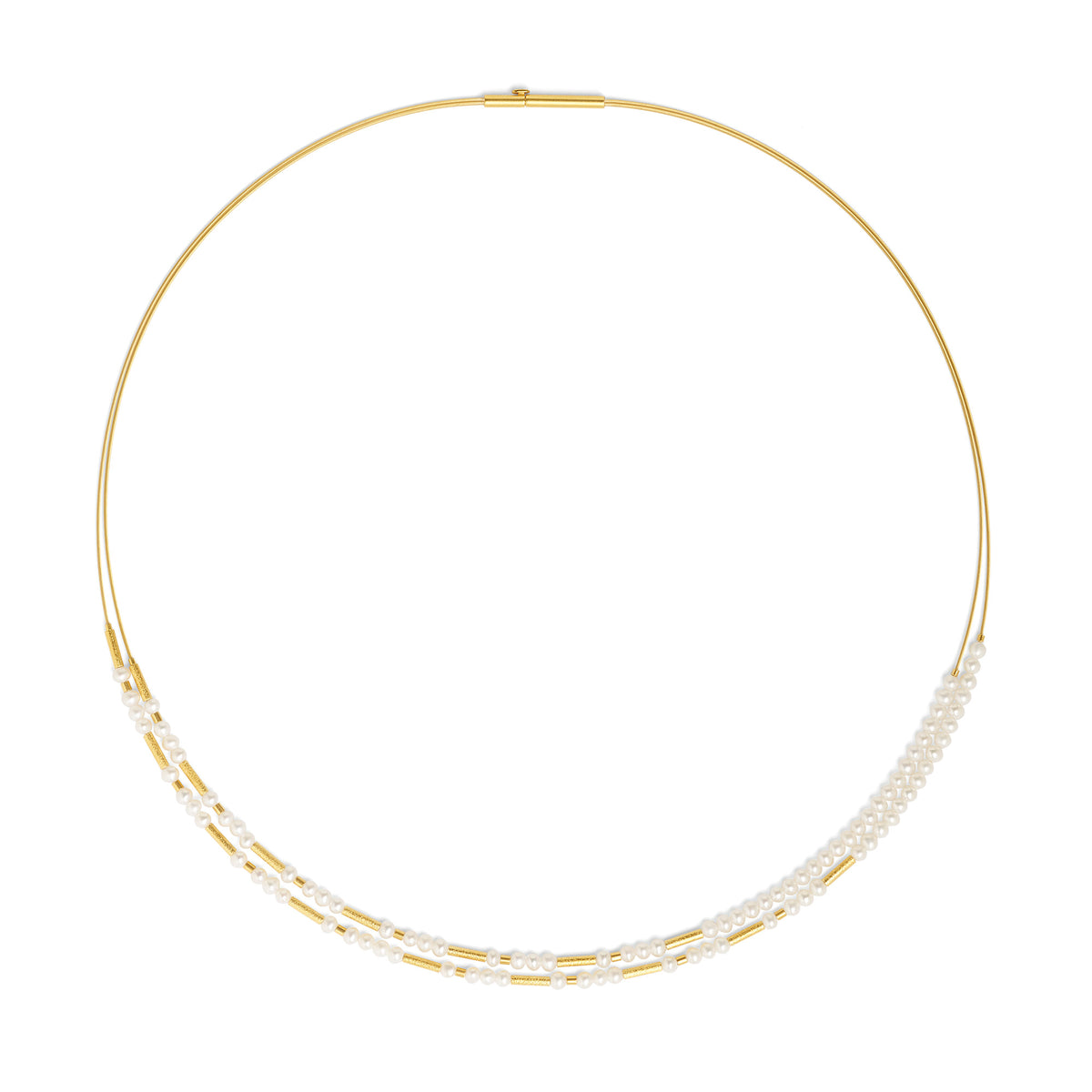 Collier Clinni von BERND WOLF aus 24-Karat-goldplattiertem Sterlingsilber mit Süßwasserperle, Designlinie Cleopatra.