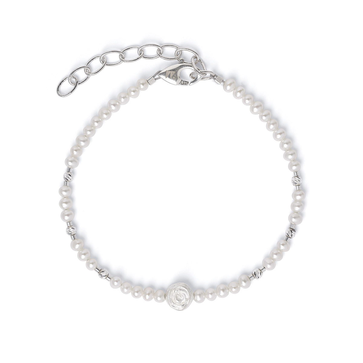 Armkette Rosi von BERND WOLF aus 925er Sterlingsilber mit Süßwasserperle, Designlinie Rose.
