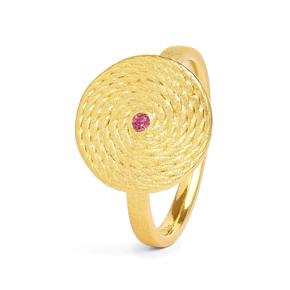 Ring Liana von BERND WOLF aus 24-Karat-goldplattiertem Sterlingsilber mit Turmalin pink, Designlinie Liana.