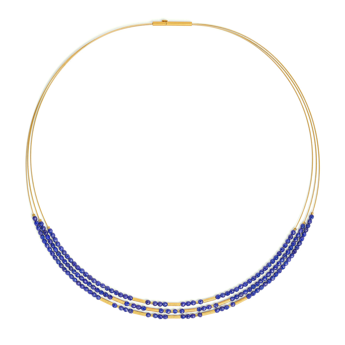 Collier Clani von BERND WOLF aus 24-Karat-goldplattiertem Sterlingsilber mit Lapislazuli, Designlinie Cleopatra.