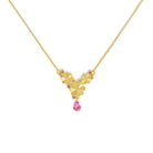 Kette mit Anhänger Kleetria von BERND WOLF aus 24-Karat-goldplattiertem Sterlingsilber mit Turmalin pink, Designlinie Glücksbringer.