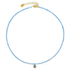 Halskette Mariela von BERND WOLF aus 24-Karat-goldplattiertem Sterlingsilber mit Topas blau, Designlinie Aqua.