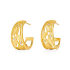 Creolen Drilia von BERND WOLF aus 24-Karat-goldplattiertem Sterlingsilber mit Zirkonia, Designlinie Leaves.