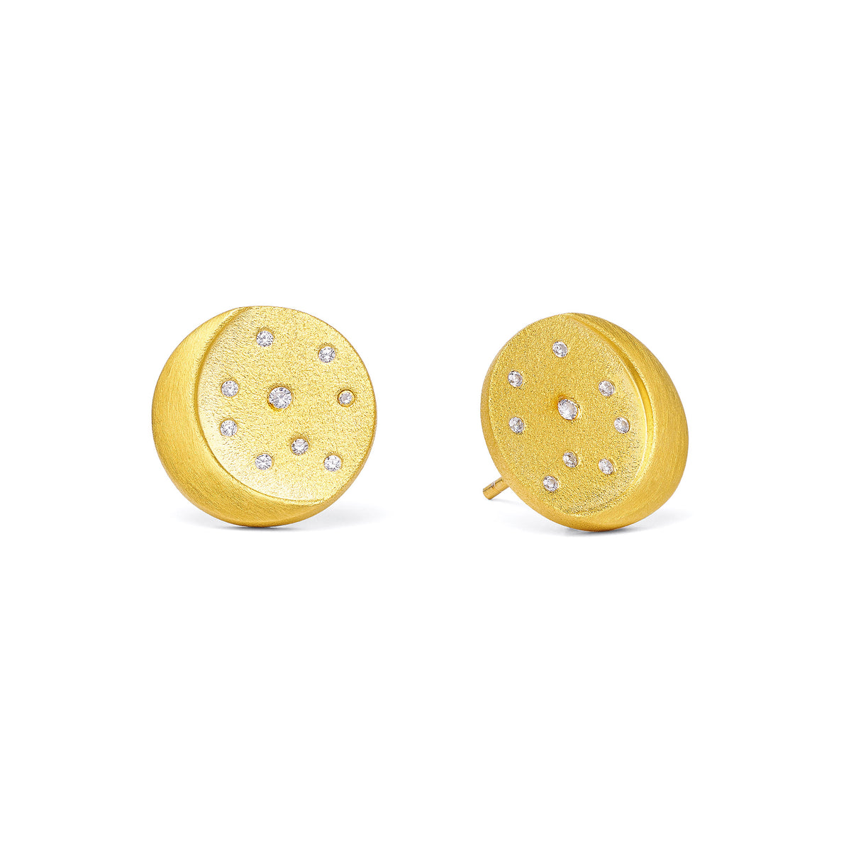 Ohrstecker Lunar von BERND WOLF aus 24-Karat-goldplattiertem Sterlingsilber mit Zirkonia, Designlinie Sun&Moon.